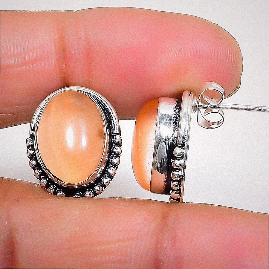 Orange Monalisa Edelstein 925 Sterlingsilber Schmuck Ohrstecker Größe 0,75 Zoll