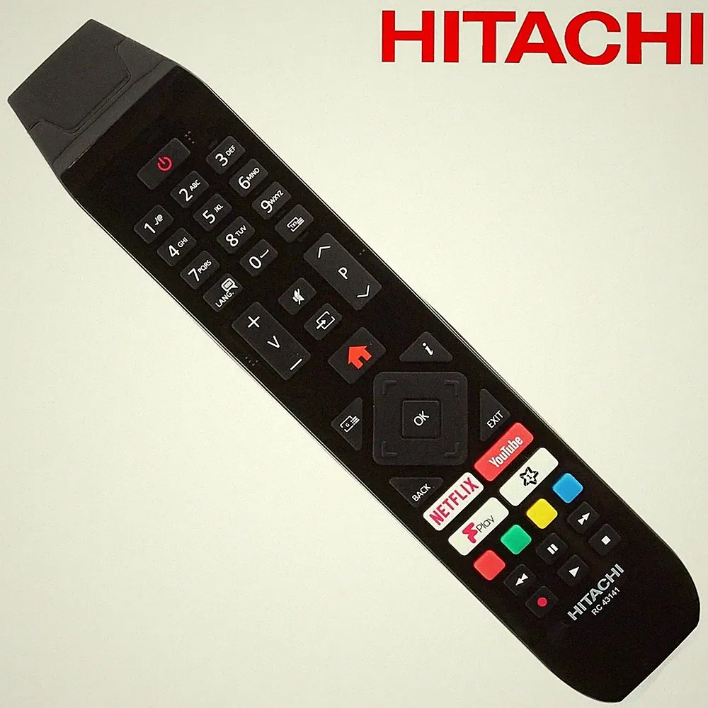 Original Hitachi RC43141 TV-Fernbedienung mit Netflix, Youtube & Fplay Tasten