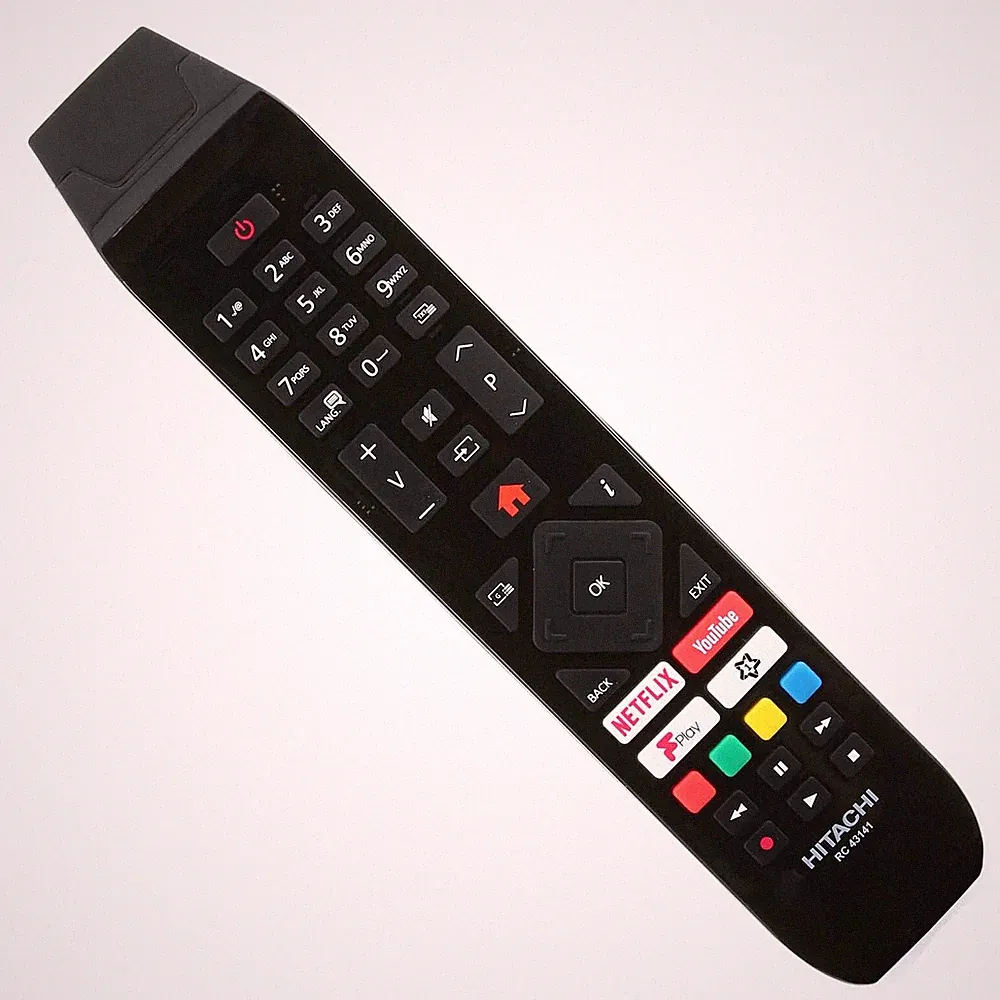 Original Hitachi RC43141 TV-Fernbedienung mit Netflix, YouTube und F-Play Tasten