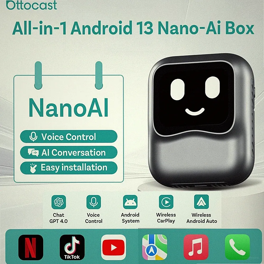 OTTOCAST Nano AI Box Wireless CarPlay + Android Adapter * Sprachsteuerung + C...