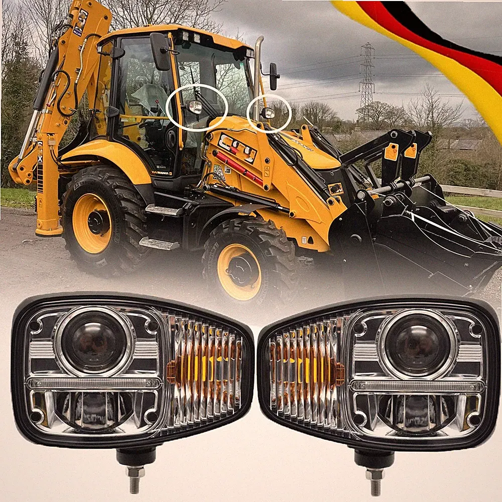 Paar 82W 9 Zoll LED Scheinwerfer DRL Für JCB 3CX Backhoe Loader /Volvo G900 E9