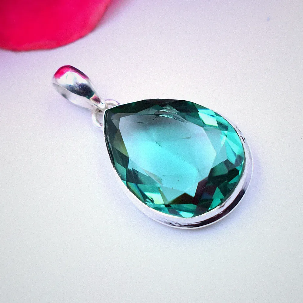 Paraiba Turmalin Edelstein 925 Sterlingsilber Schmuck Anhänger Größe - 1,75 Zoll
