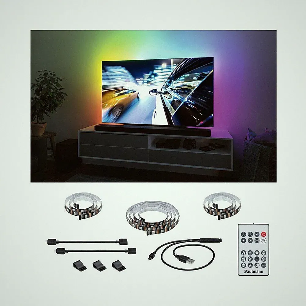 Paulmann EntertainLED USB LED Strip TV-Beleuchtung 55 65 75 Zoll RGB Rainbow