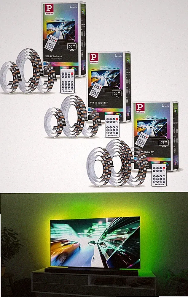 Paulmann EntertainLED USB LED Strip TV-Beleuchtung in 55,65 oder 75 Zoll RGB+