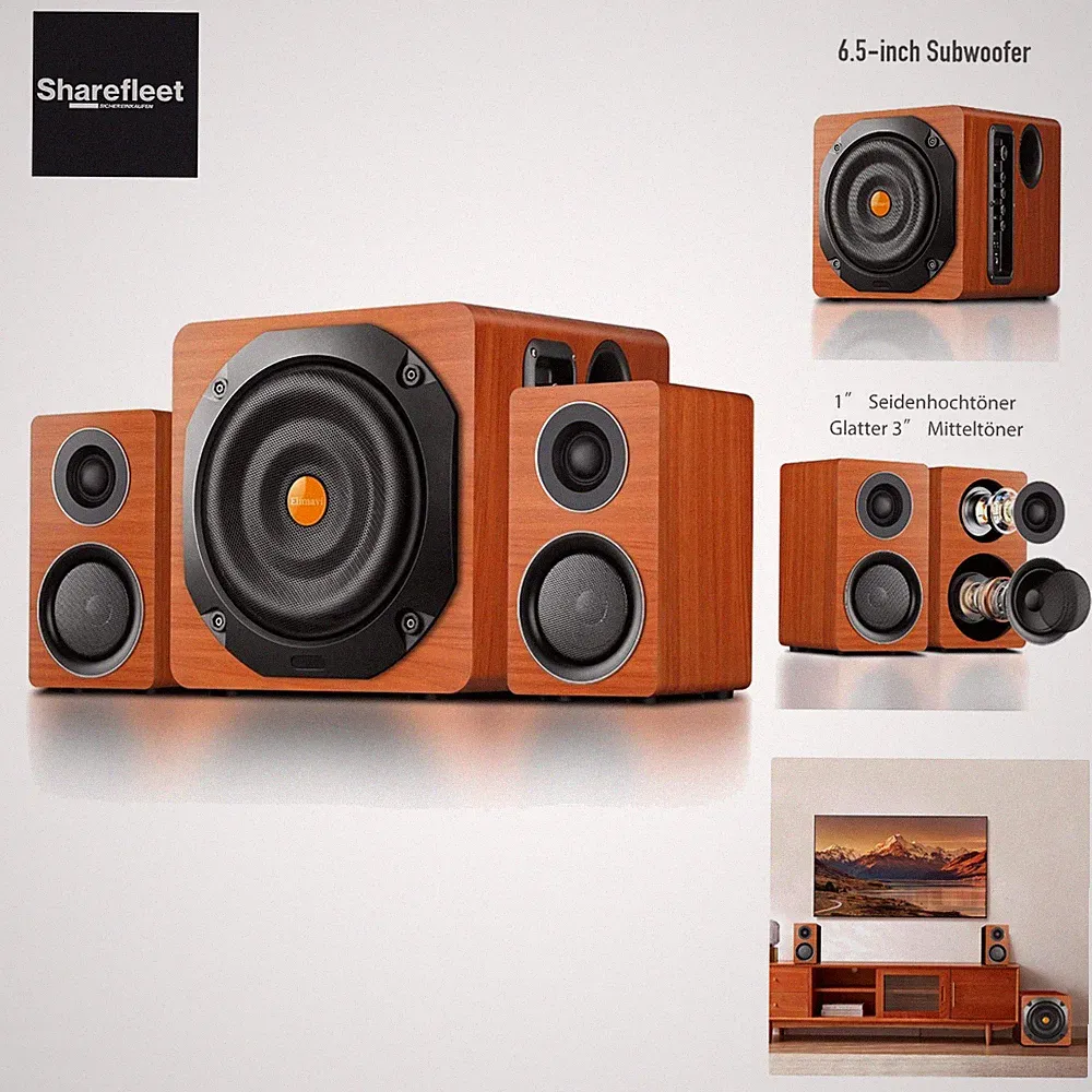 PC Lautsprecher mit Subwoofer, 2.1 Soundsystem with Dual Satellites, TV Sound...
