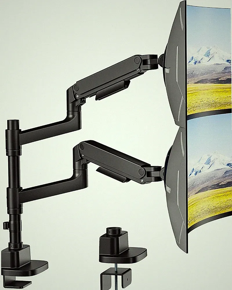 PEGZONE Monitorhalterung 2 Monitore 17-49 Zoll, 20kg/Arm, Gasfeder, VESA 75/100