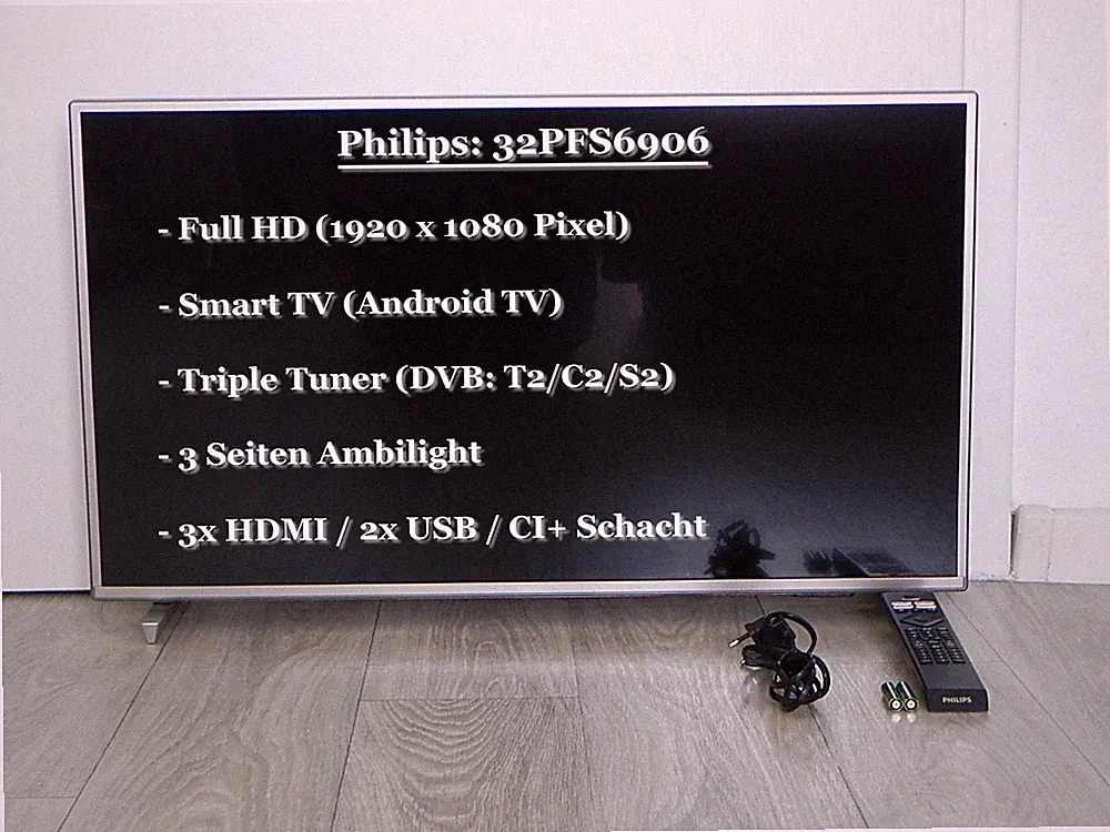 Philips 32PFS6906 Smart TV / Android / 3x Ambilight / Laufzeit 248h / Neuwertig