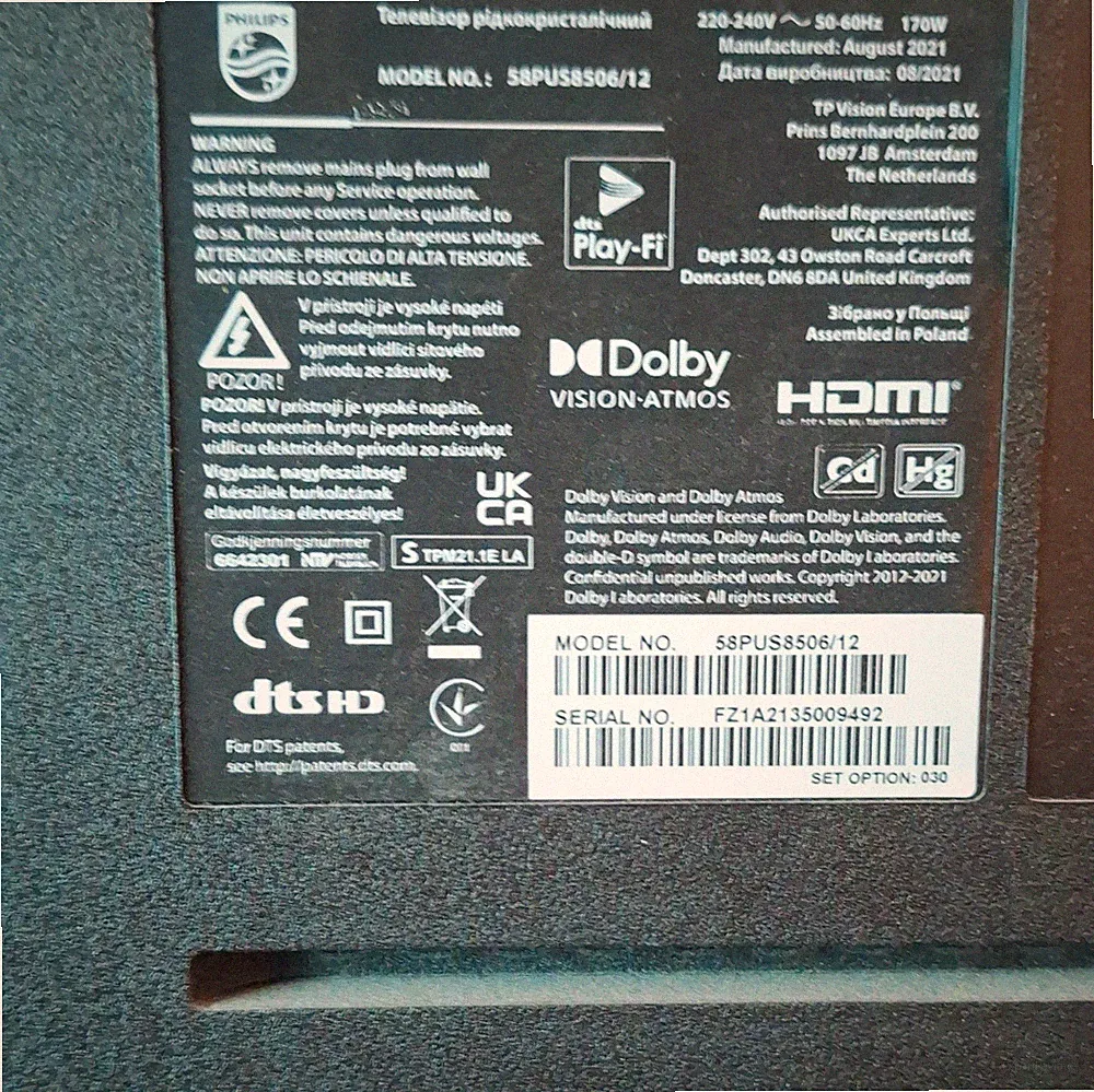 Philips 58PUS8506/12 58 Zoll 4K LED TV Ambilight