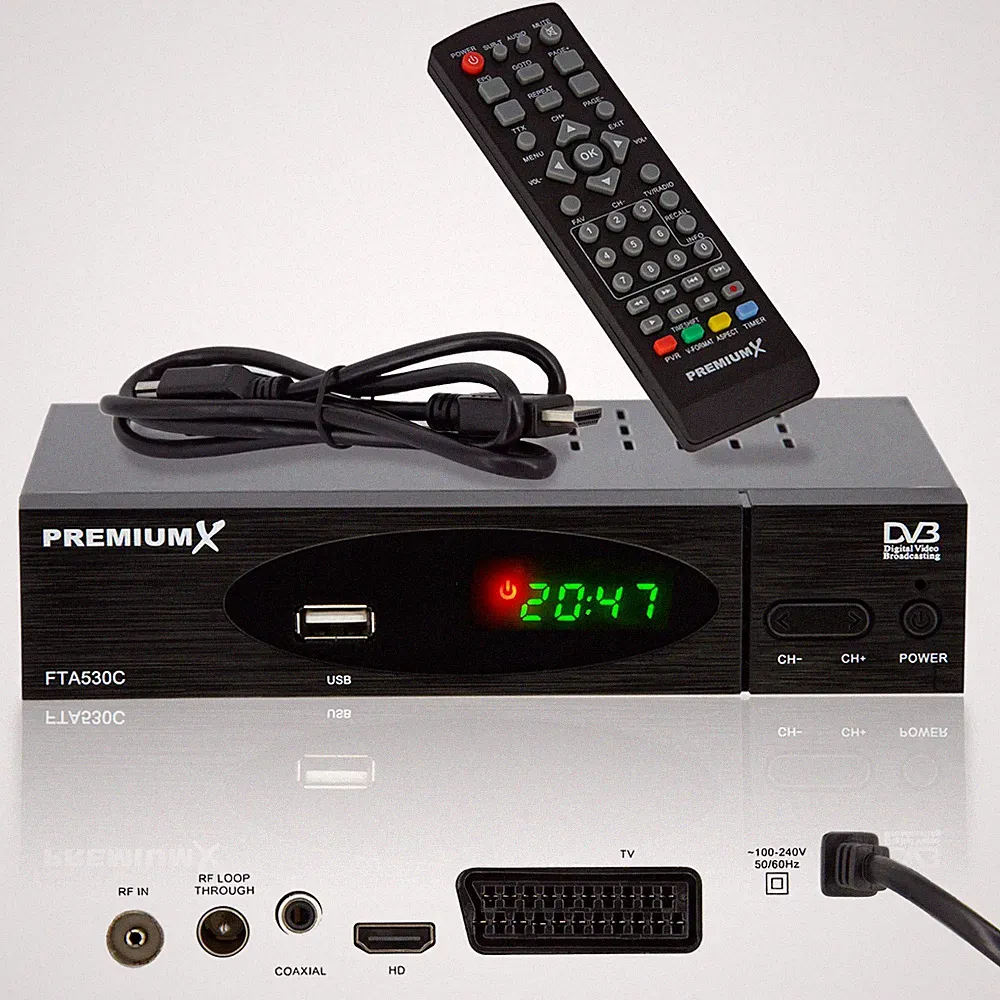 PremiumX Kabelreceiver Digital Kabel TV Receiver DVB-C HD USB SCART HDMI-Kabel