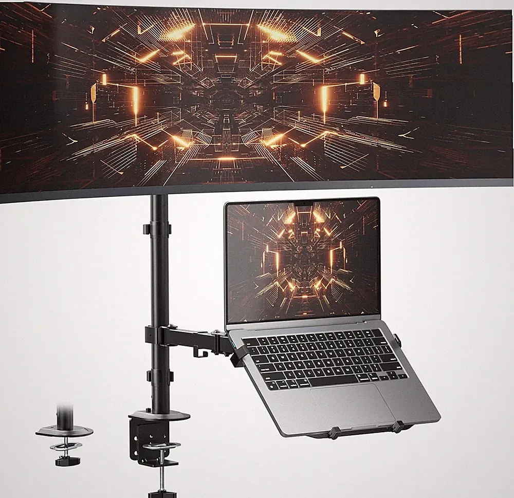 PUTORSEN Monitor Halterung mit Laptop Arm für 17 bis 49 Zoll Bildschirm
