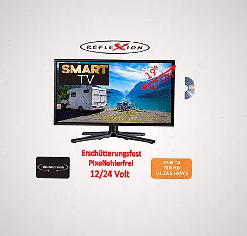 Reflexion LDDW19i+ (sp) Smart TV mit DVD & DVB-S2/C/T2 HD, Bluetooth, 12/24/230V