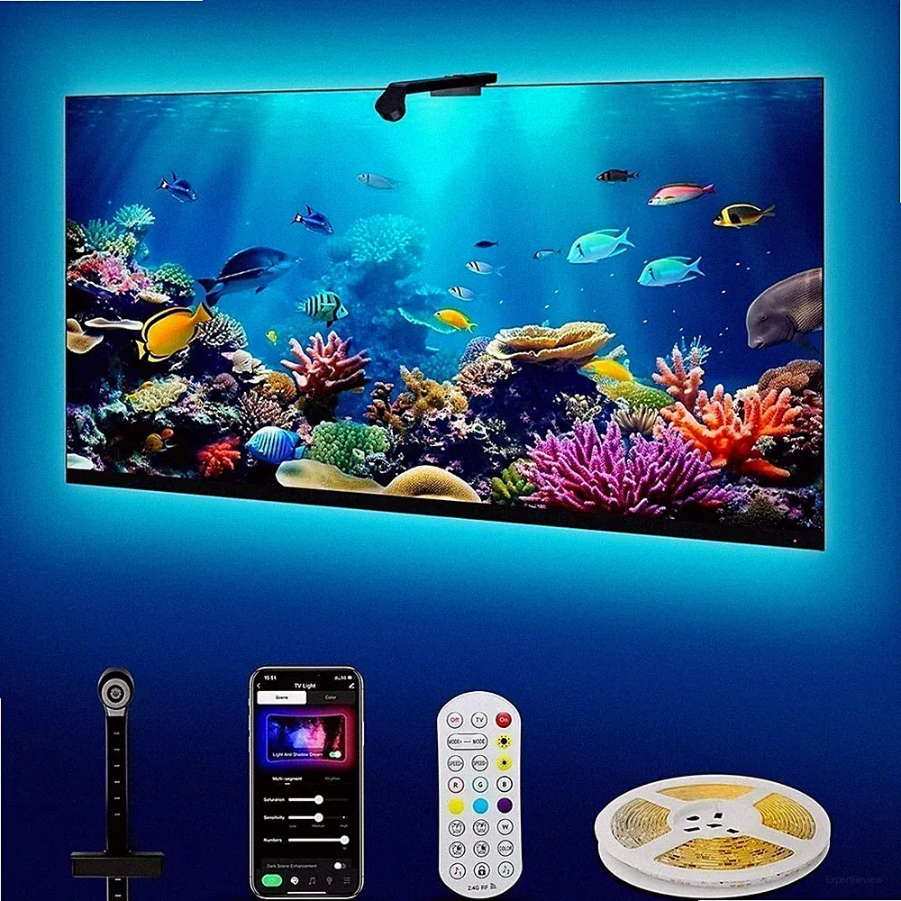 RGB LED TV Hintergrundbeleuchtung 55-75 Zoll mit AR Sensor Smart App Steuerbar