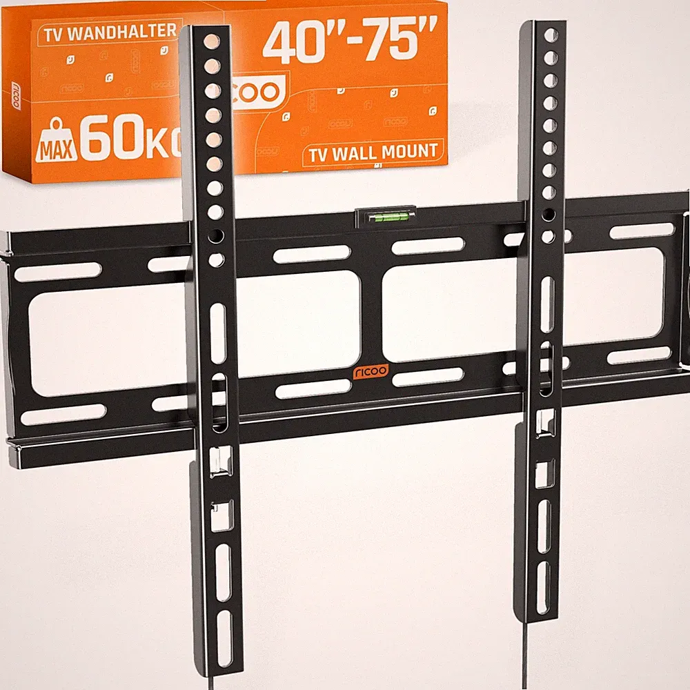 RICOO F0244 TV Wandhalterung 40-75 Zoll Slim Flach bis 60kg VESA 200x200-400x400