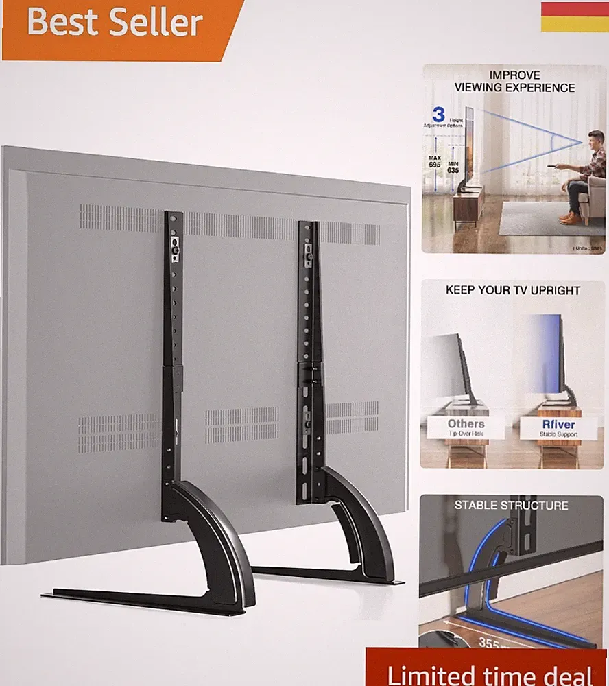 Robuste TV Füße für flache & curved 20-65 Zoll Fernseher – max. 40kg Tragkraft