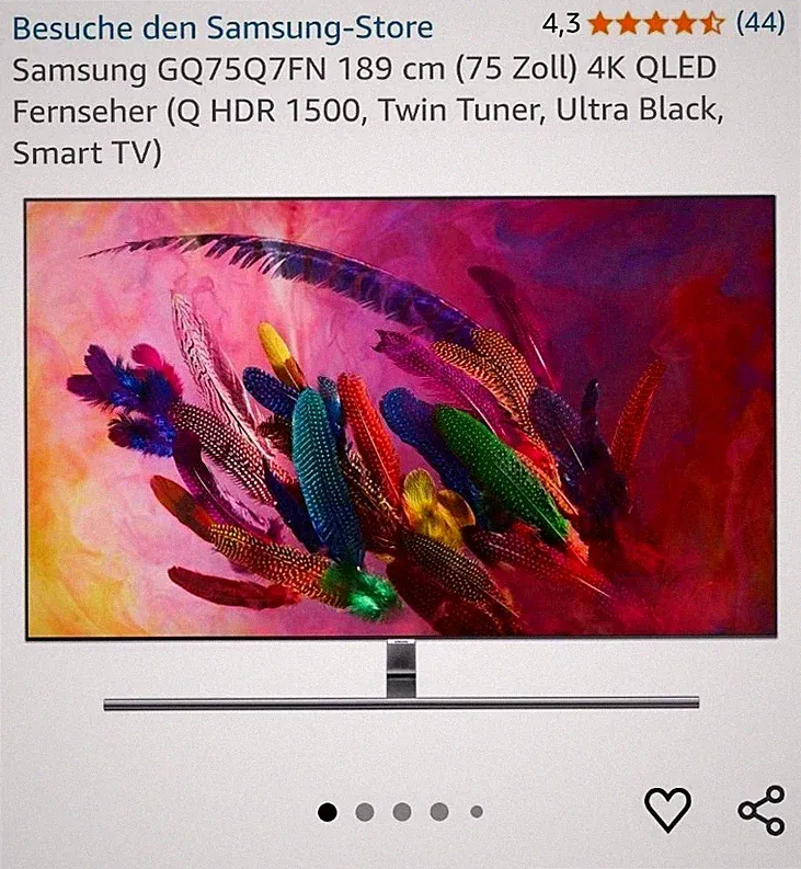 Samsung GQ75Q7FN 75 Zoll QLED 4K Smart TV DEFEKT Bastler Ersatzteile Fernseher