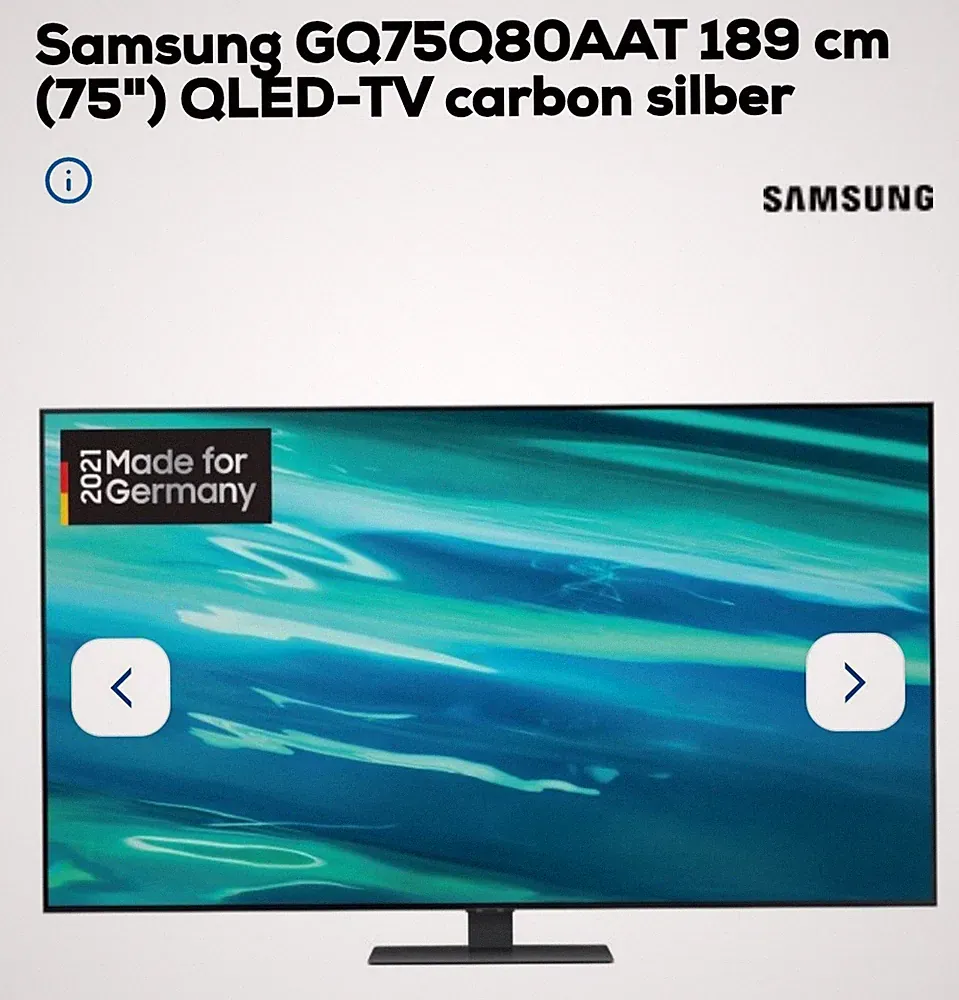 Samsung GQ75Q80AAT 75 Zoll 4K QLED Smart-TV - Carbon Silber Top Zustand Mit OVP