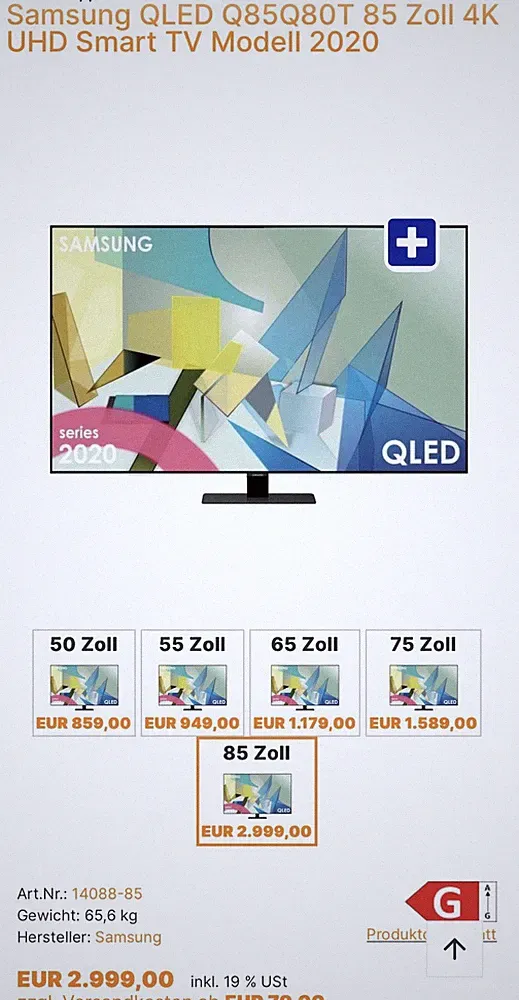 Samsung Q85Q80T 4K, 85zoll , Neuwertig