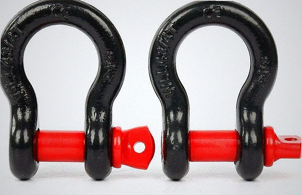 Schäkel D Ring 3/4 Zoll 4,75t Stahl 2 Stück Schwarz Rot Bogen Schäkel Heben