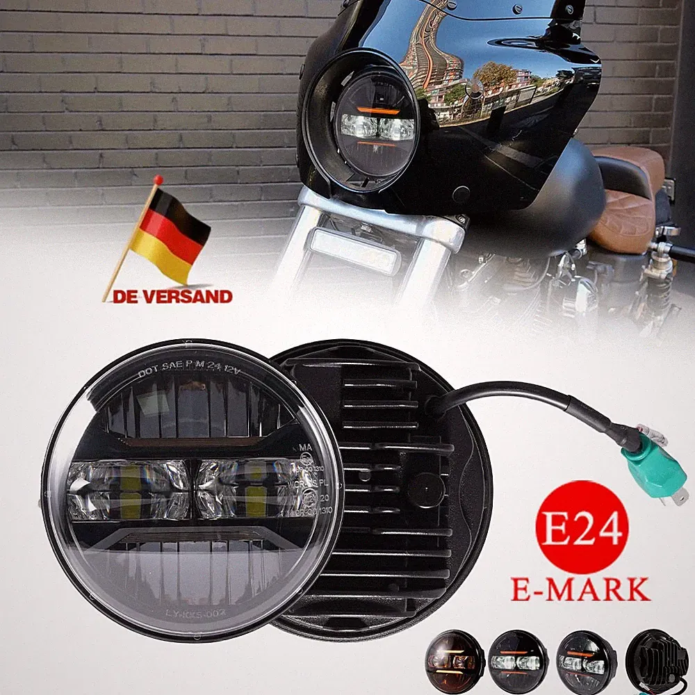 Schwarz 5,75" Zoll LED Hauptscheinwerfer mit DRL Für Harley Motorrad Headlight