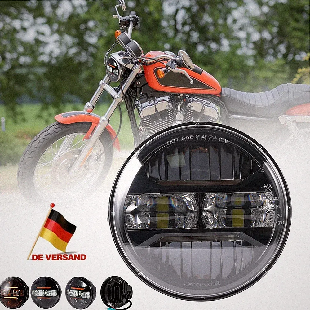 Schwarz 5.75" Zoll Motorrad LED Scheinwerfer DRL E-Geprüft Für Harley Sportster