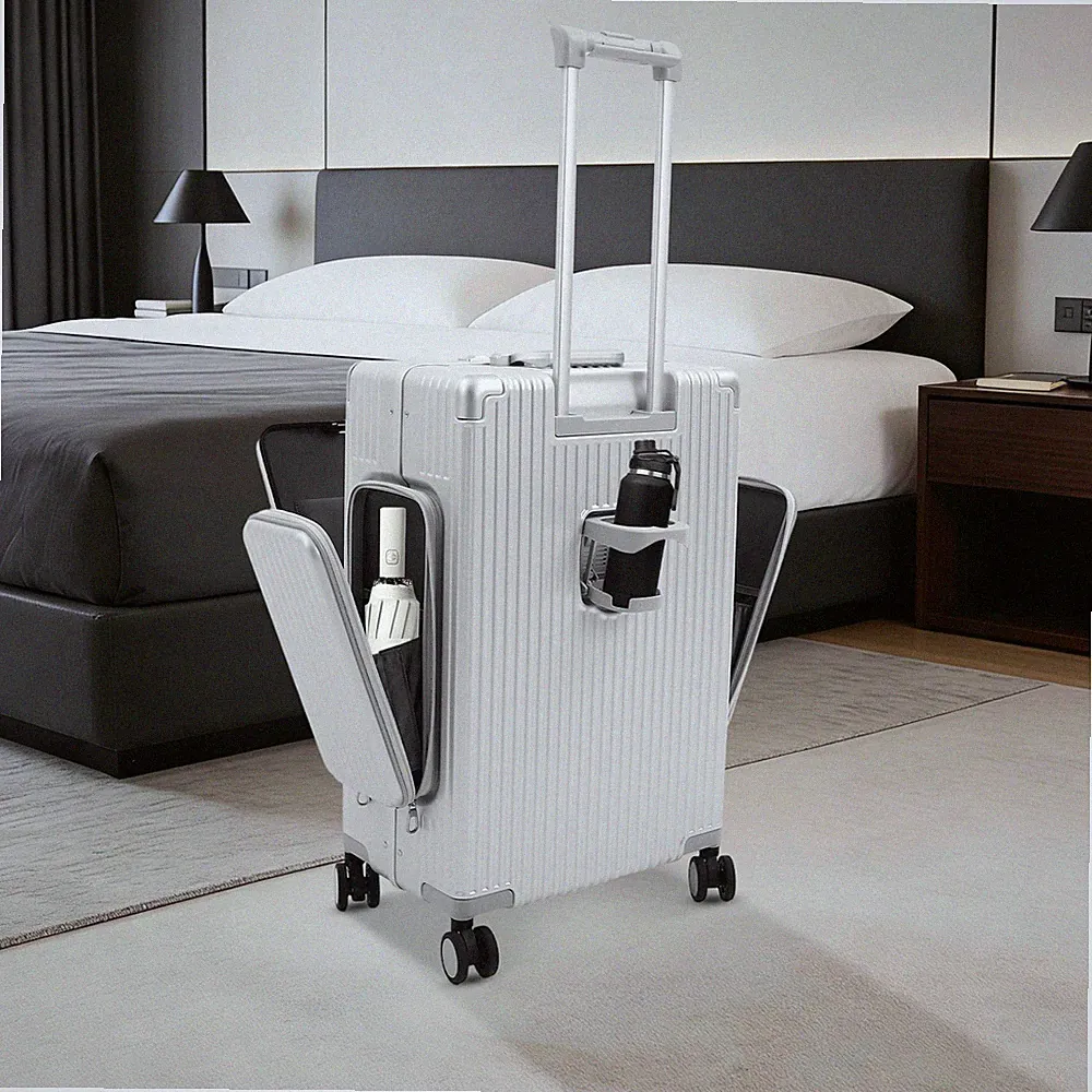 Silber Hartschalenkoffer, 24 Zoll Gep?ckkoffer, 75 kg Reisekoffer mit 4 Rollen