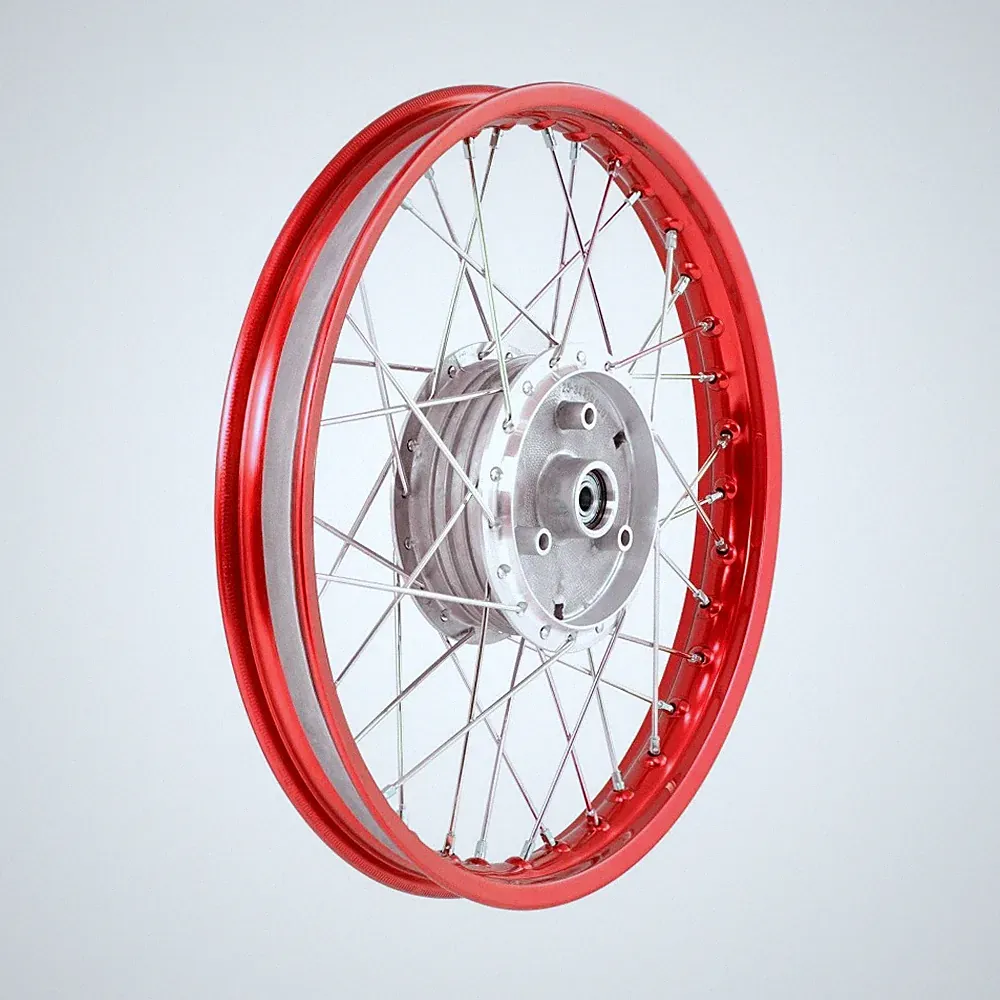 SIMSON Speichenrad 1,60x16 Zoll Alufelge, rot eloxiert und poliert + Edelstahlsp