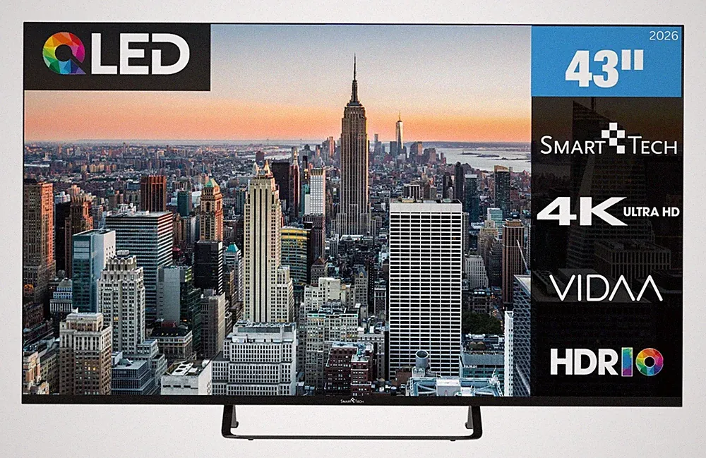 Smart Tech 43QV02V QLED Fernseher 43 Zoll Smart TV VIDAA 4K HDR TV UHD 2026