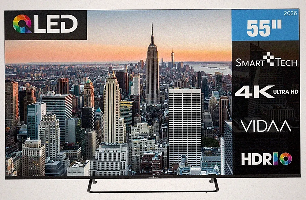 Smart Tech 55QV02K QLED Fernseher 55 Zoll 4K Smart TV VIDAA HDR TV UHD 2026