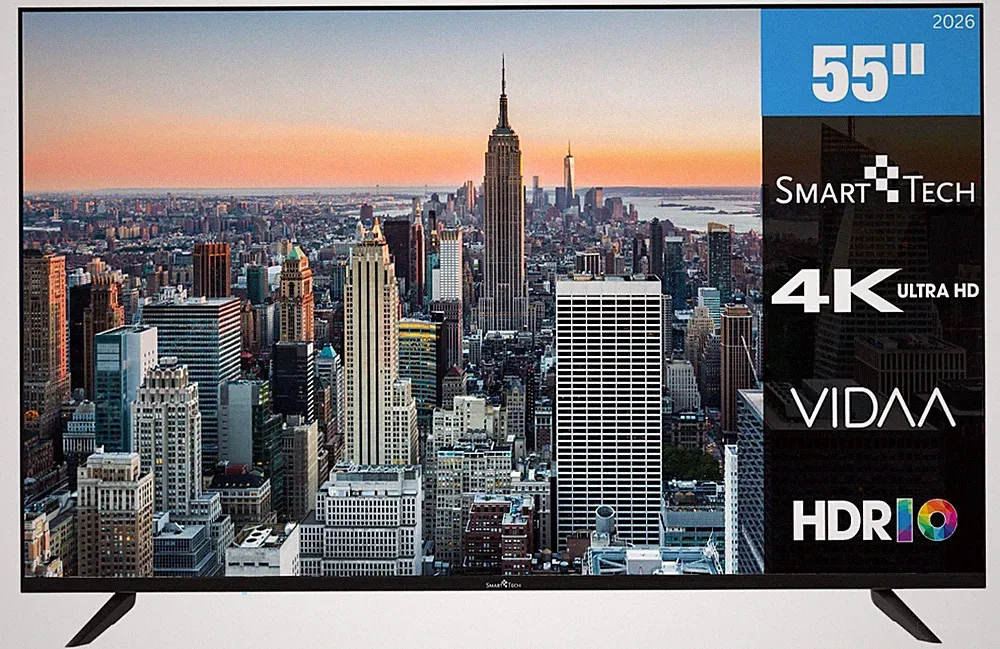 Smart Tech 55UV10V1 Fernseher 55 Zoll Smart TV VIDAA 4K UHD HDR TV Triple-Tuner