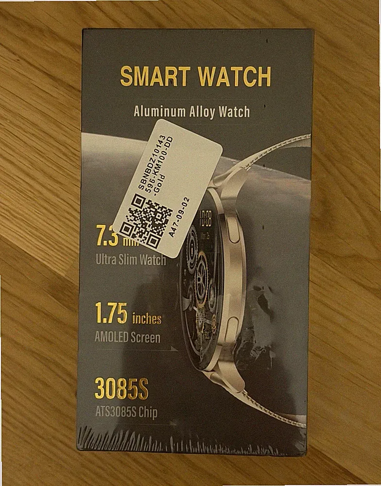 Smart Watch 1,75 Zoll AMOLED Ultra Slim 7,3mm Alu silber/Armband schwarz