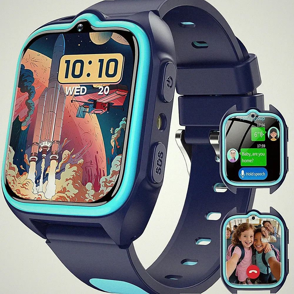 Smartwatch Kinder 1,75 Zoll HD Touchscreen GPS SOS 4G Anruf Videochat SMS