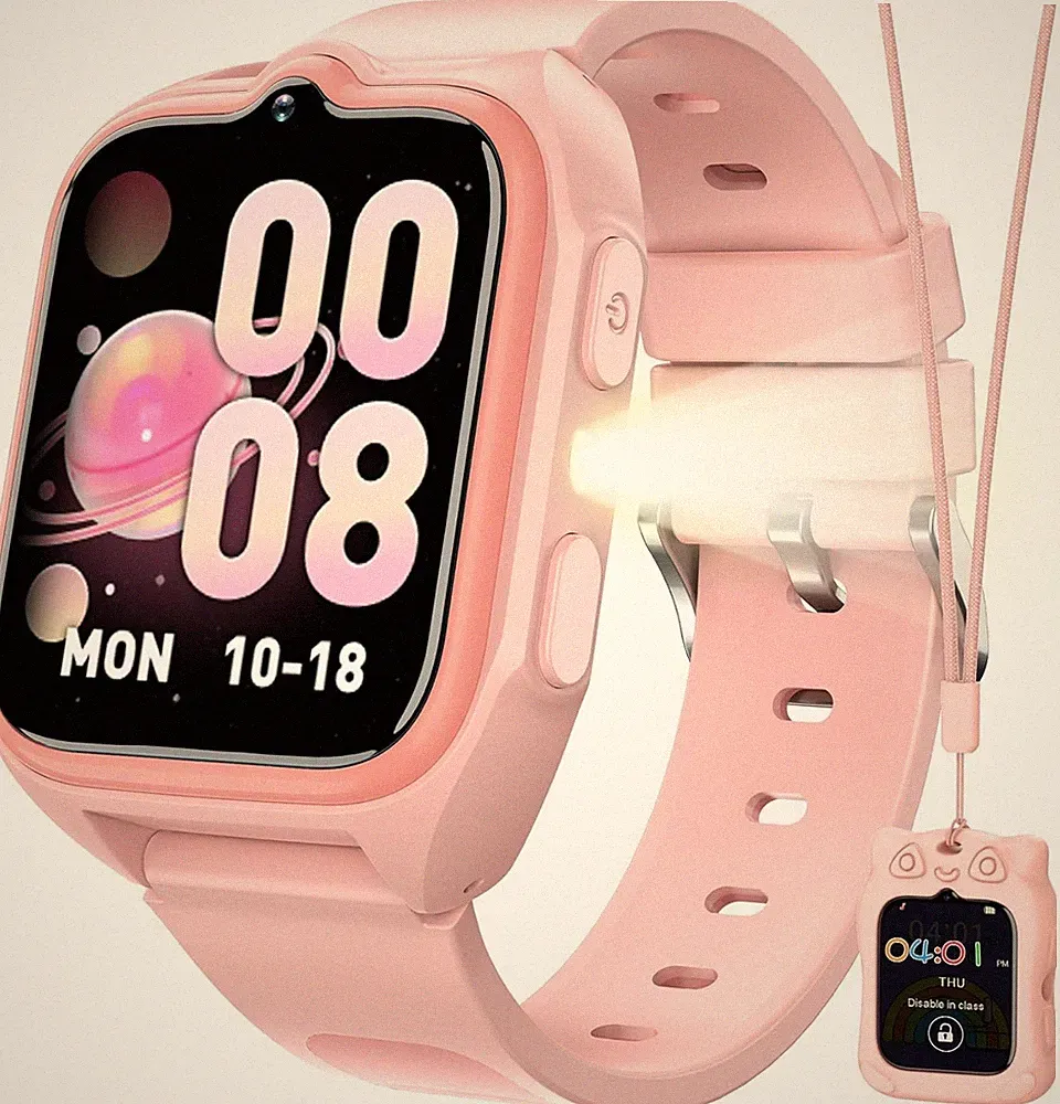 Smartwatch Kinder mit SIM-Kartensteckplatz, LBS+WLAN+GPS-TrackerUhr SOS Notruf