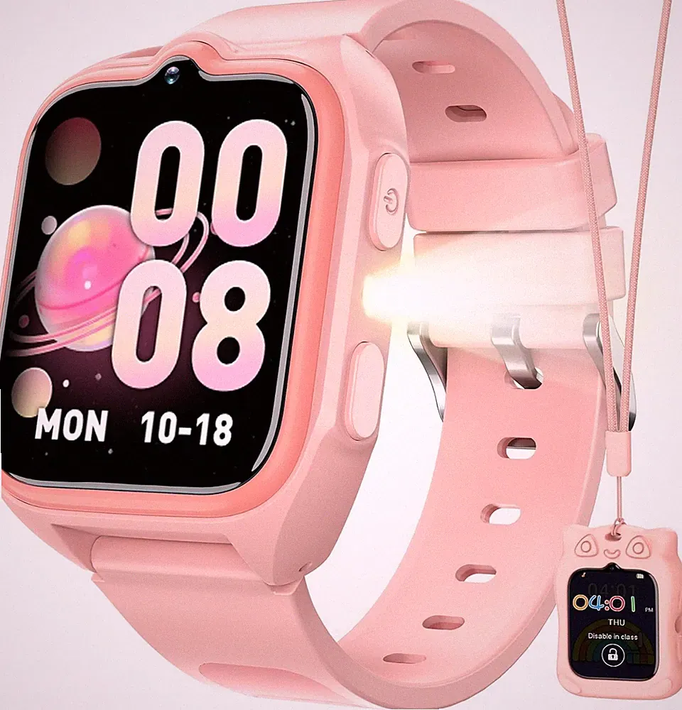 Smartwatch Kinder mit SIM-Kartensteckplatz, LBS+WLAN+GPS-TrackerUhr SOS Notruf