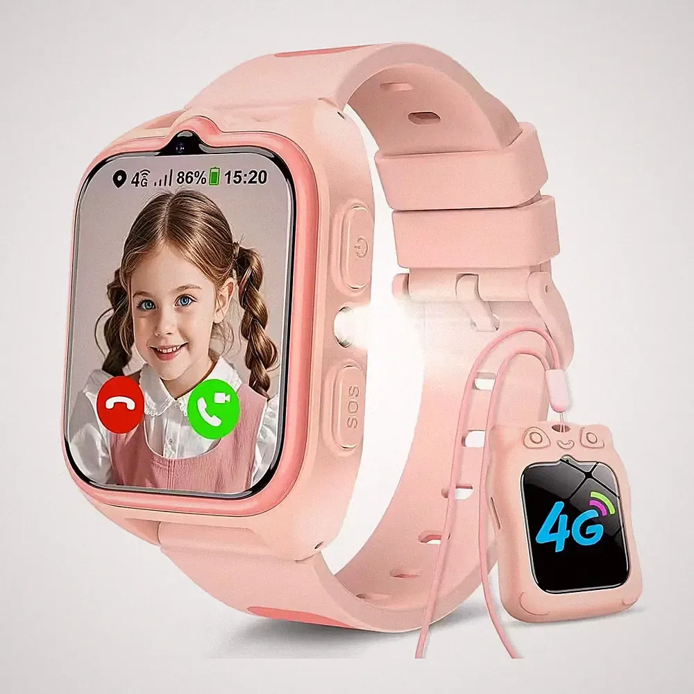 Smartwatch Kinder Uhr mit 4G Videoanrufe, SOS Notruf, Telefonanruf Armbanduhr DE