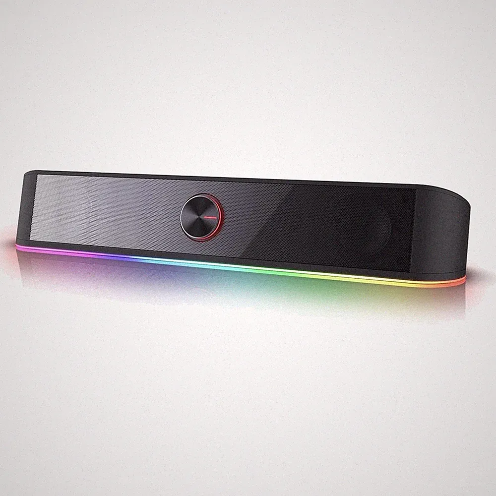 Soundbar RGB 16 Zoll, Stereo, USB, Kabel, LED-Licht, Lautstärkeregler