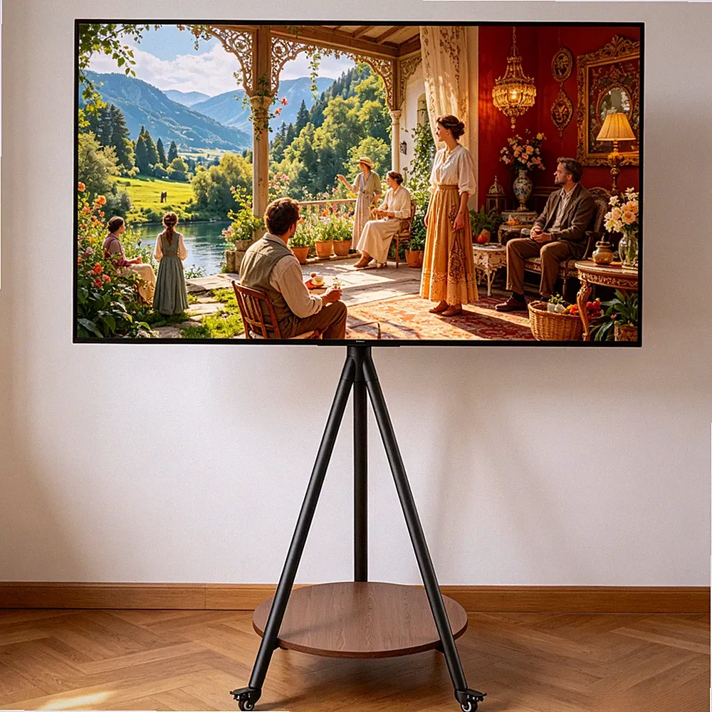 Stabil TV Ständer mit Rollen Mobiler TV-Wagen mit Ablage für 40-75Zoll-Fernseher