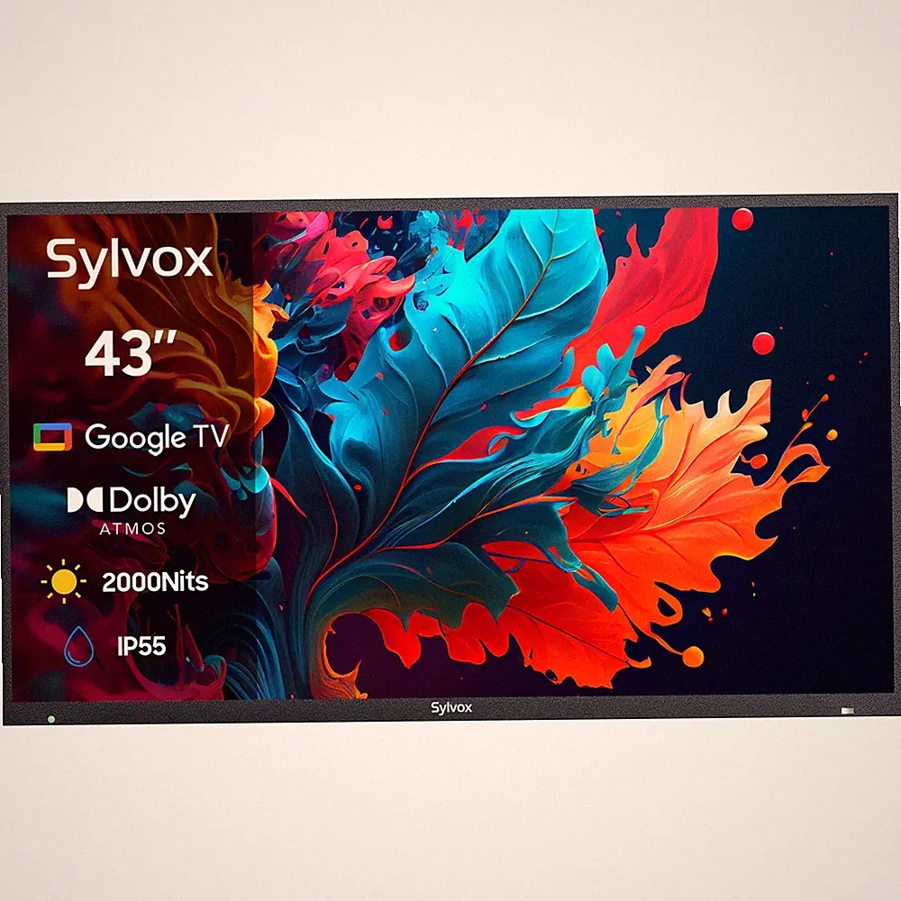 Sylvox 109cm/43Zoll QLED Außenfernseher mit Google TV und Dolby IP55 wetterfest