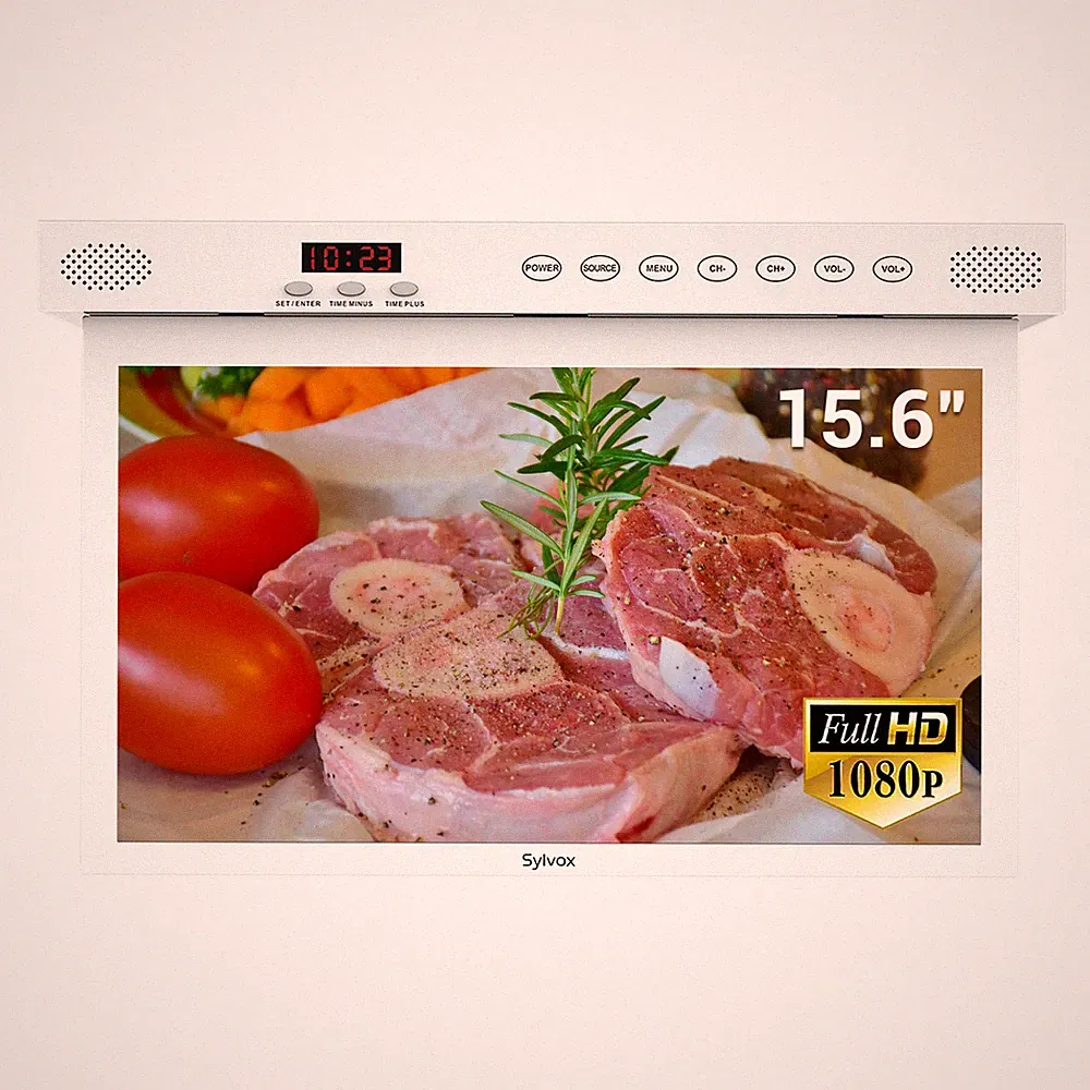 SYLVOX 15,6 Zoll Google TV 360° Freies Küchenfernseher Klappbar 1080P Full HD