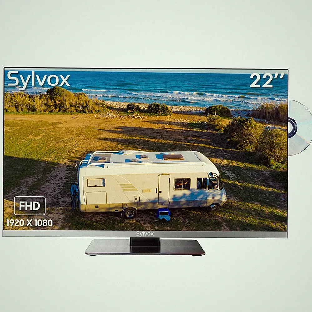 Sylvox 22'' 12 Volt-Fernseher mit DVD-Player,Sleep-Timer,extrem schmalem Rahmen
