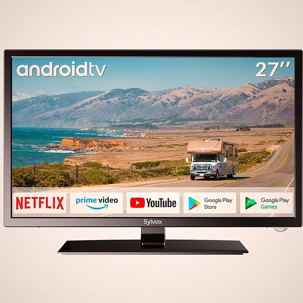 Sylvox 27 Zoll 12V Fernseher Smart TV Eingebauter DVD Player f��r Wohnmobile