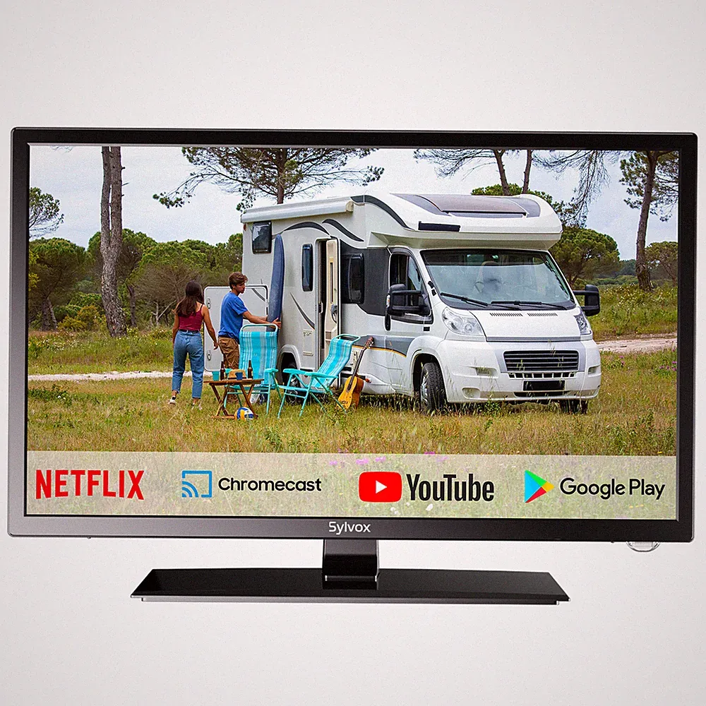 Sylvox 27 Zoll 12V Fernseher Smart TV f��r Wohnmobile 1080P Eingebauter DVD