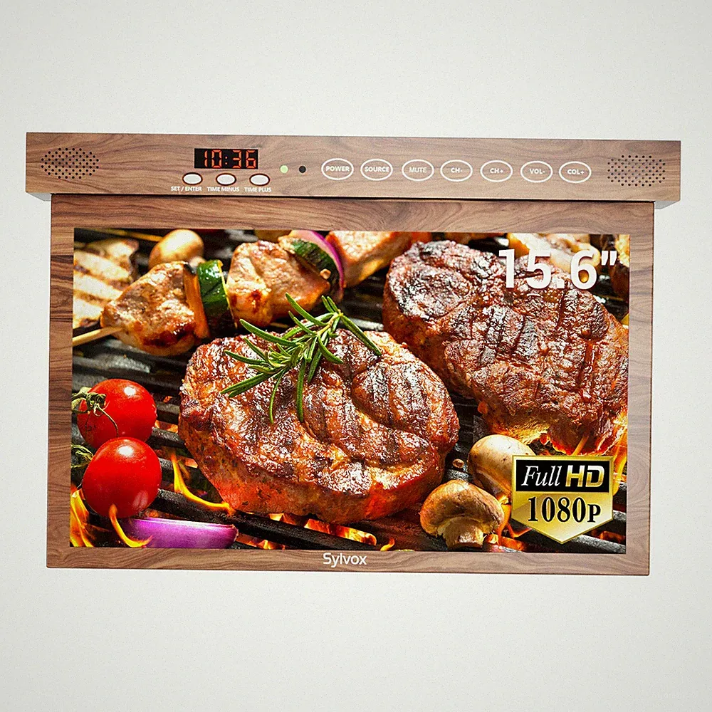 Sylvox 39cm Klappfernseher 1080p Smart-Küche Google TV Zeitanzeige