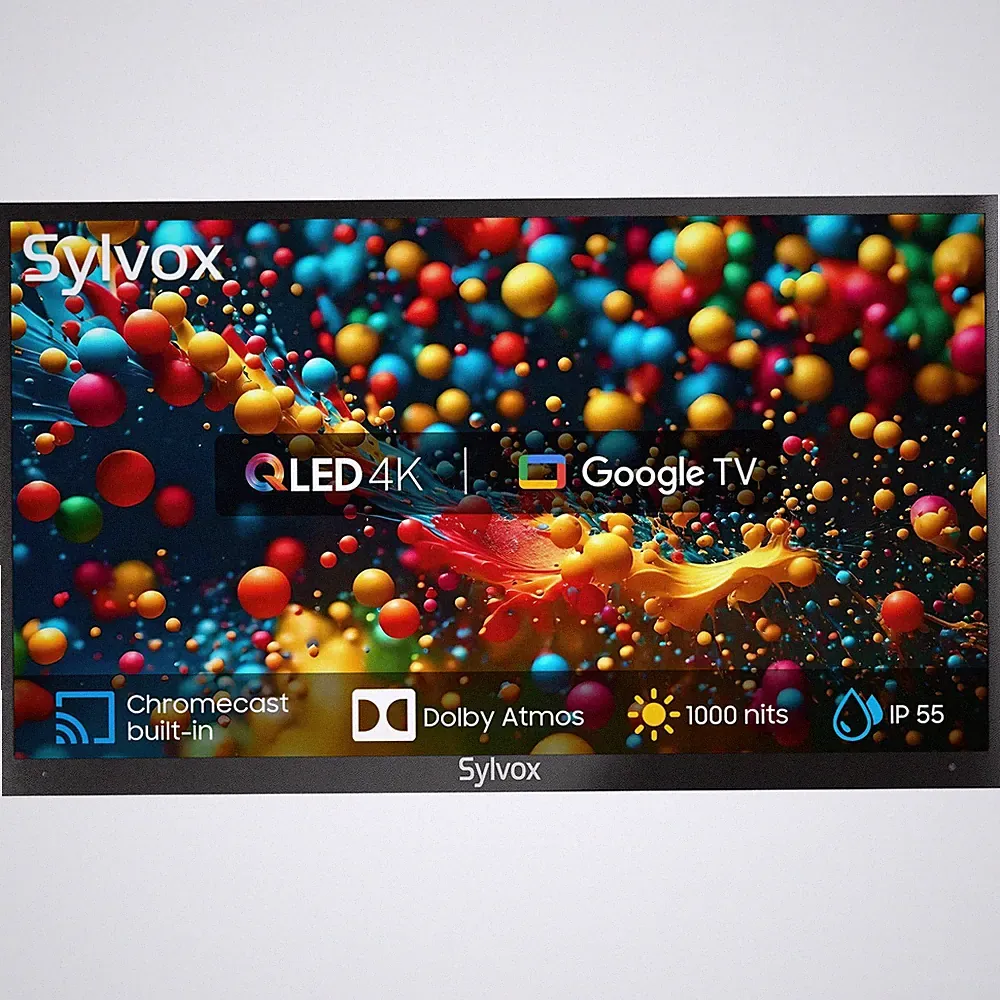 Sylvox 75'' Outdoor Google TV Fernseher 4K QLED 1000nits Dolby Atmo Wetterfest