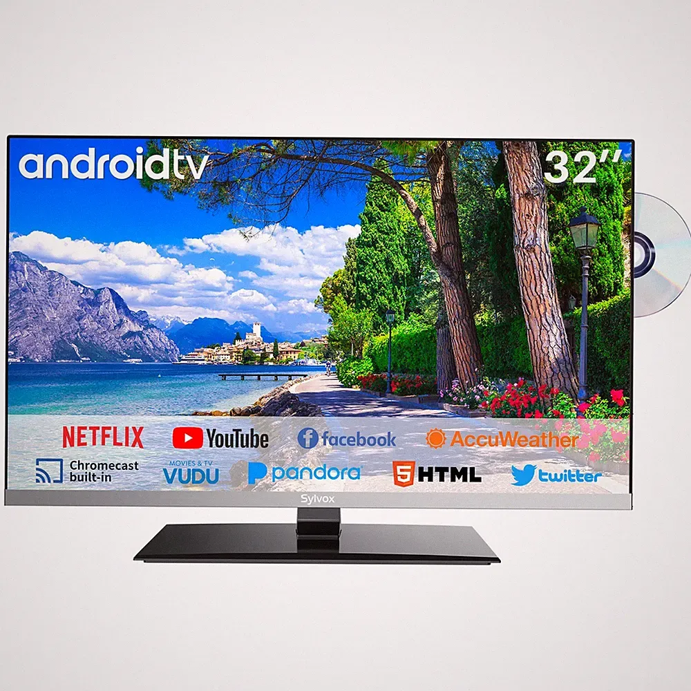 Sylvox 81cm 12V Smart TV mit integriertem DVD 1080p Wohnmobil Farmless-Design
