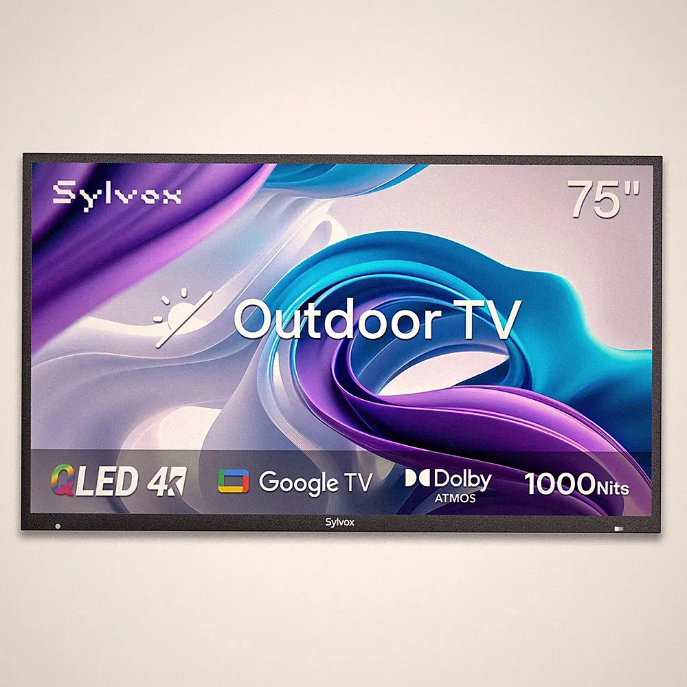 Sylvox Outdoor TV QLED 4k UHD Dolby Atmos IP55 Wasserdicht 1000 Nits Helligkeit