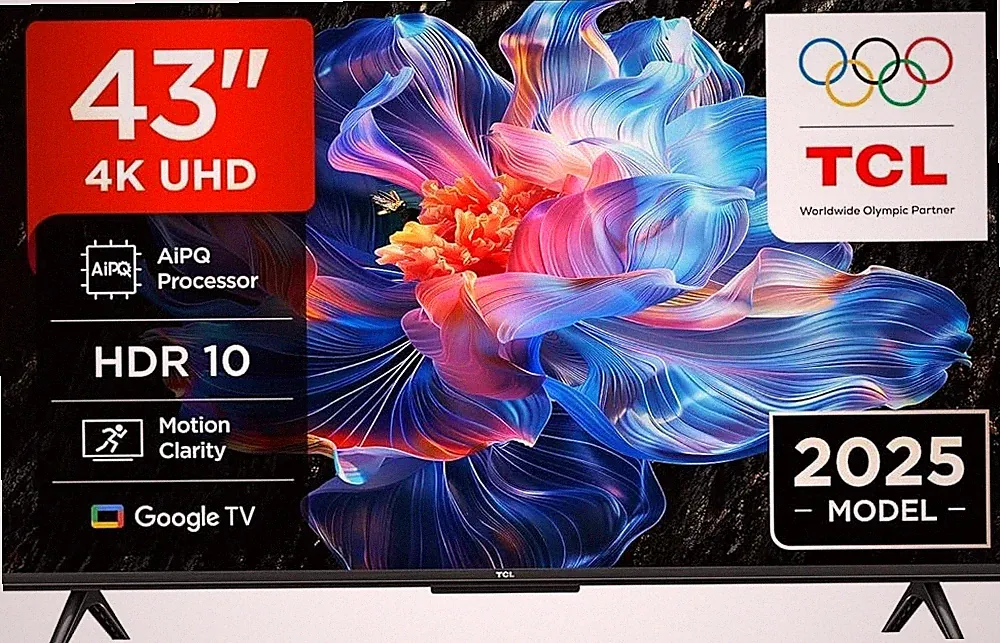 TCL 43V6C 43 Zoll 4K UHD Smart Fernseher – HDR10+, HVA-Panel, Dolby Vision, Goog