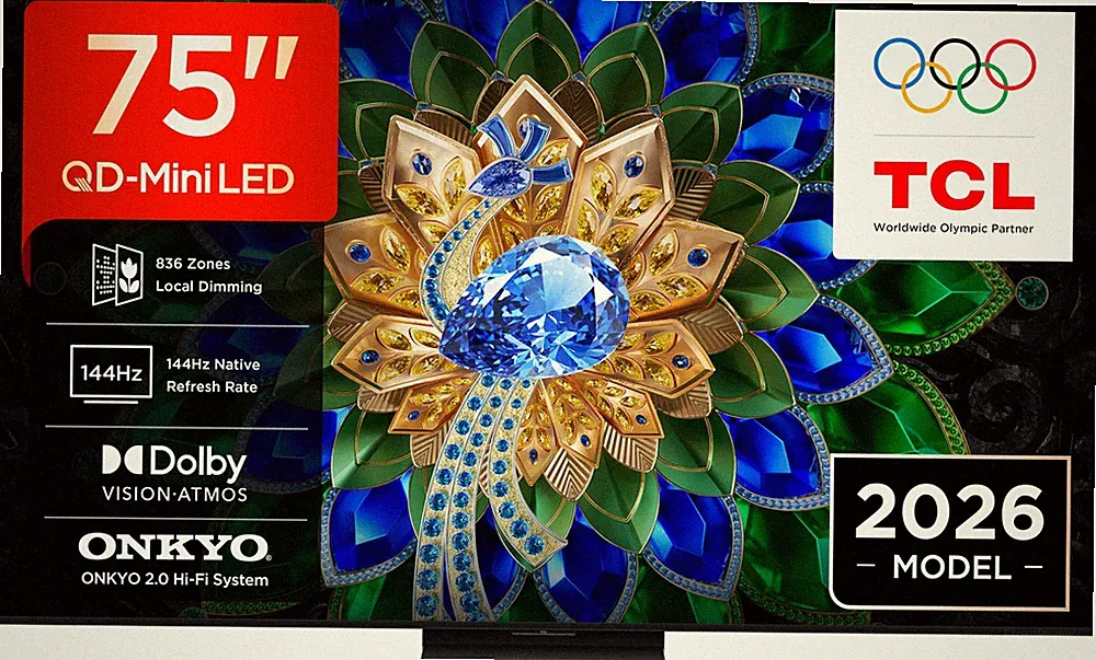 TCL 75A400U QD-Mini LED TV 75 Zoll 4K UHD, HDR, Smart TV, 144 Hz, Google TV