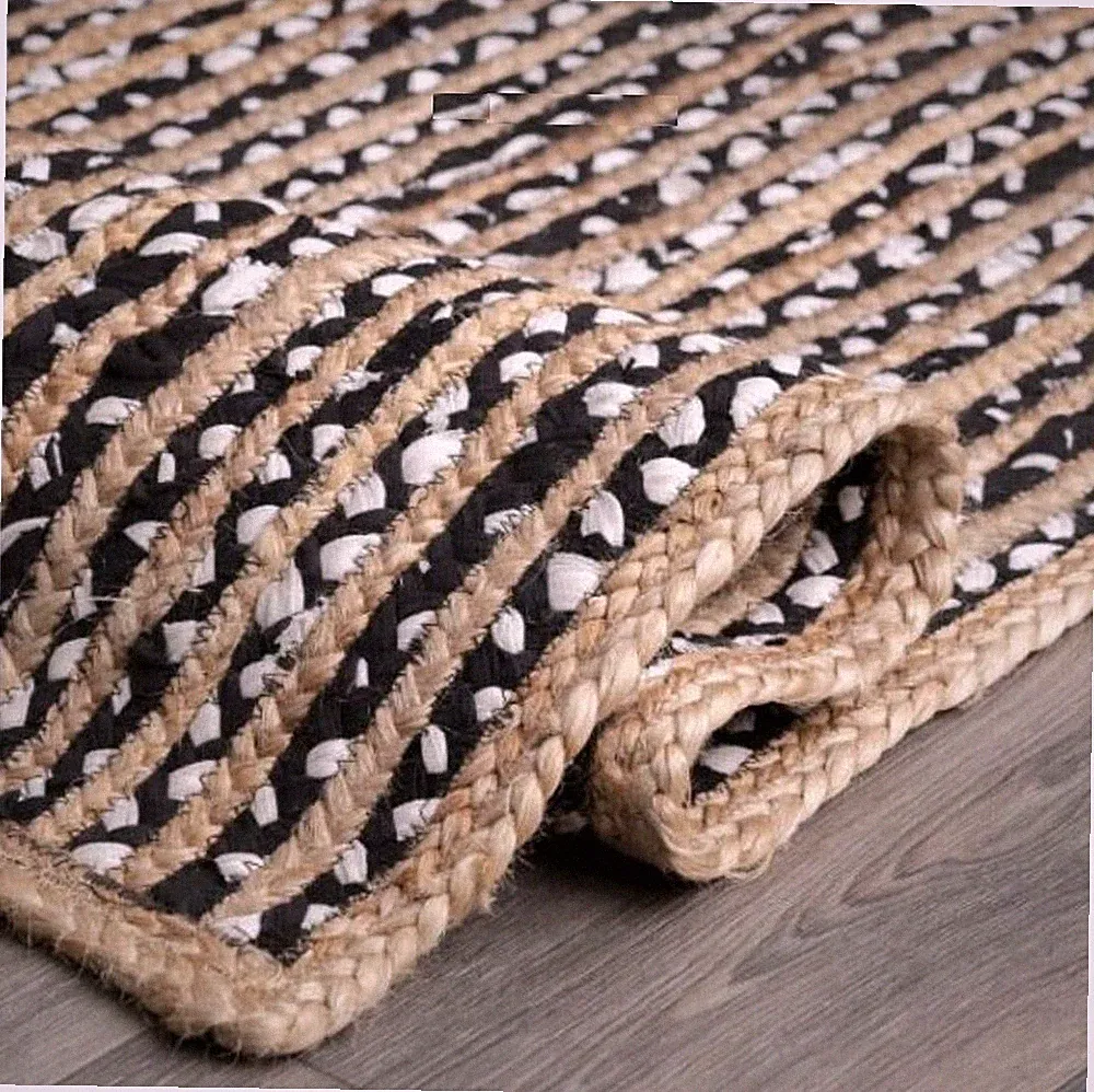 Teppich 100% Natur Jute Baumwolle Wende Flechtteppich Wohnen Modern Vorleger