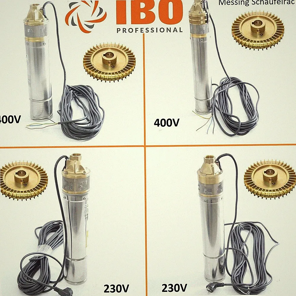 Tiefbrunnenpumpe Tauchpumpe 3 und 4 Zoll, 750 bis 1500 W, 230V und 400V