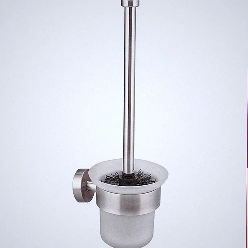 Toilettenbürstenhalter Wandmontage Edelstahl Matt mit Glas und Bürste Zubehör